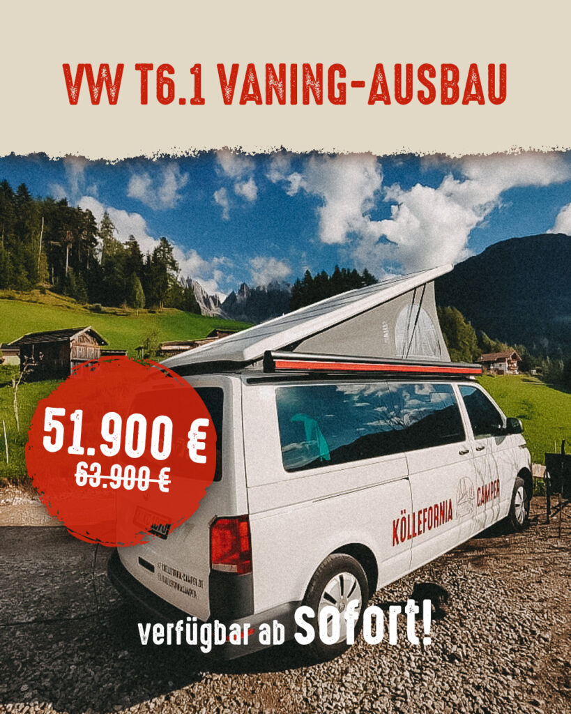 VW T6.1 Camper Vaning-Ausbau kaufen – Herbst-Deal ab 51.900 € statt 63.900 €, Köllefornia Camper, verfügbar ab sofort – moderner VW Camper für Abenteuer und Reisen